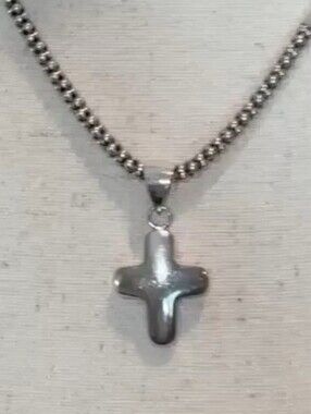 Silpada .925 Sterling Silver Puffy Cross Pendant S0437 Popcorn Necklace N1106